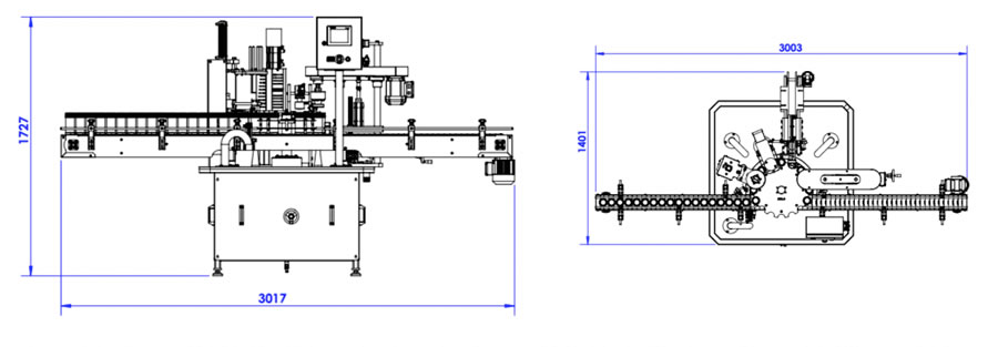 Dimensões Envasadora de garrafas e frascos - DELGO