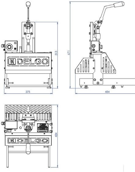 Dimensões Seladora manual de bandejas