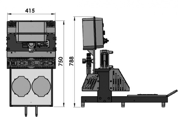 Dimensões Seladora pneumática de bandejas